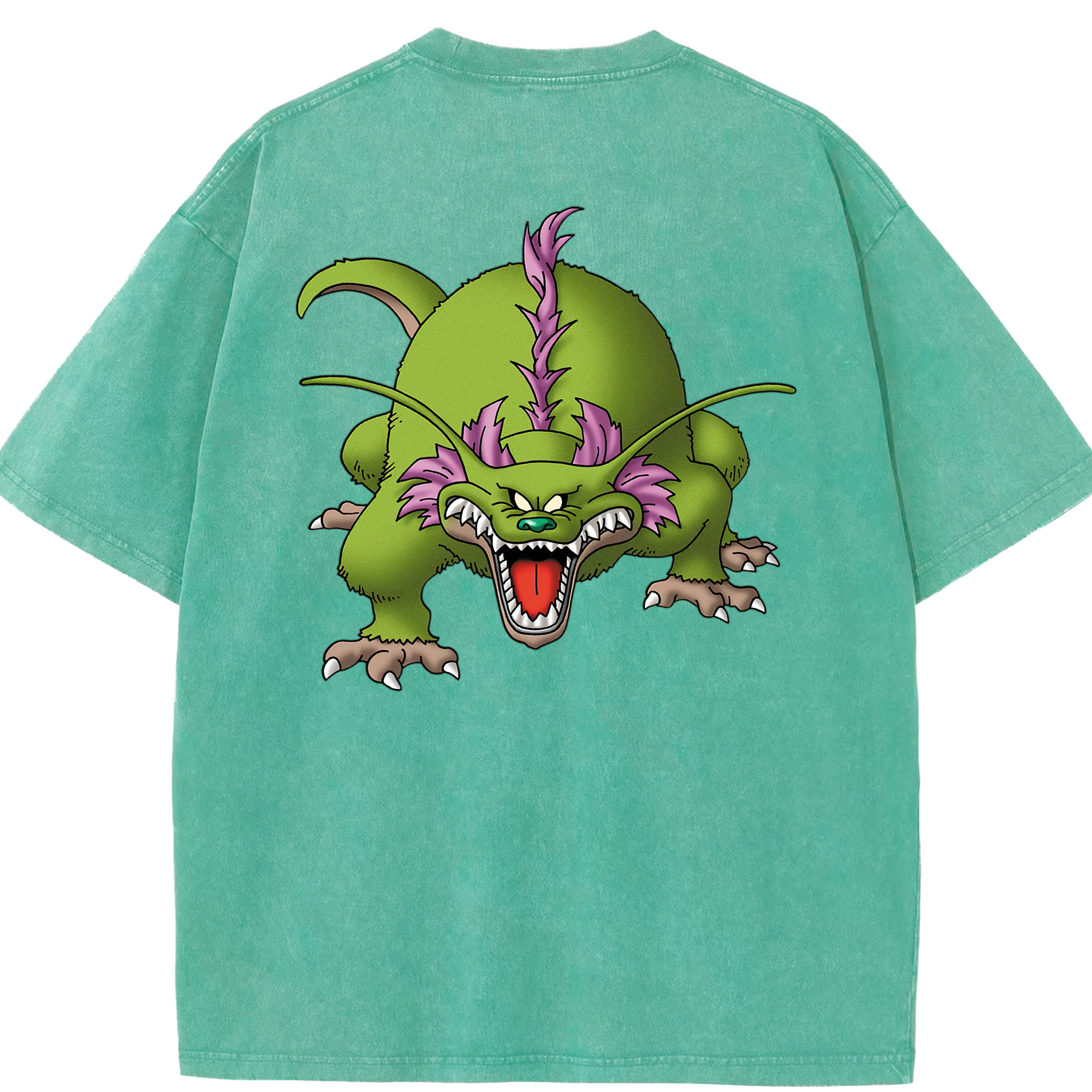 （画像用） ドラゴンクエスト Doragon Kuesuto Dragon Quest 綿100% ヴィンテージ風 半袖Tシャツ（背面プリント）
